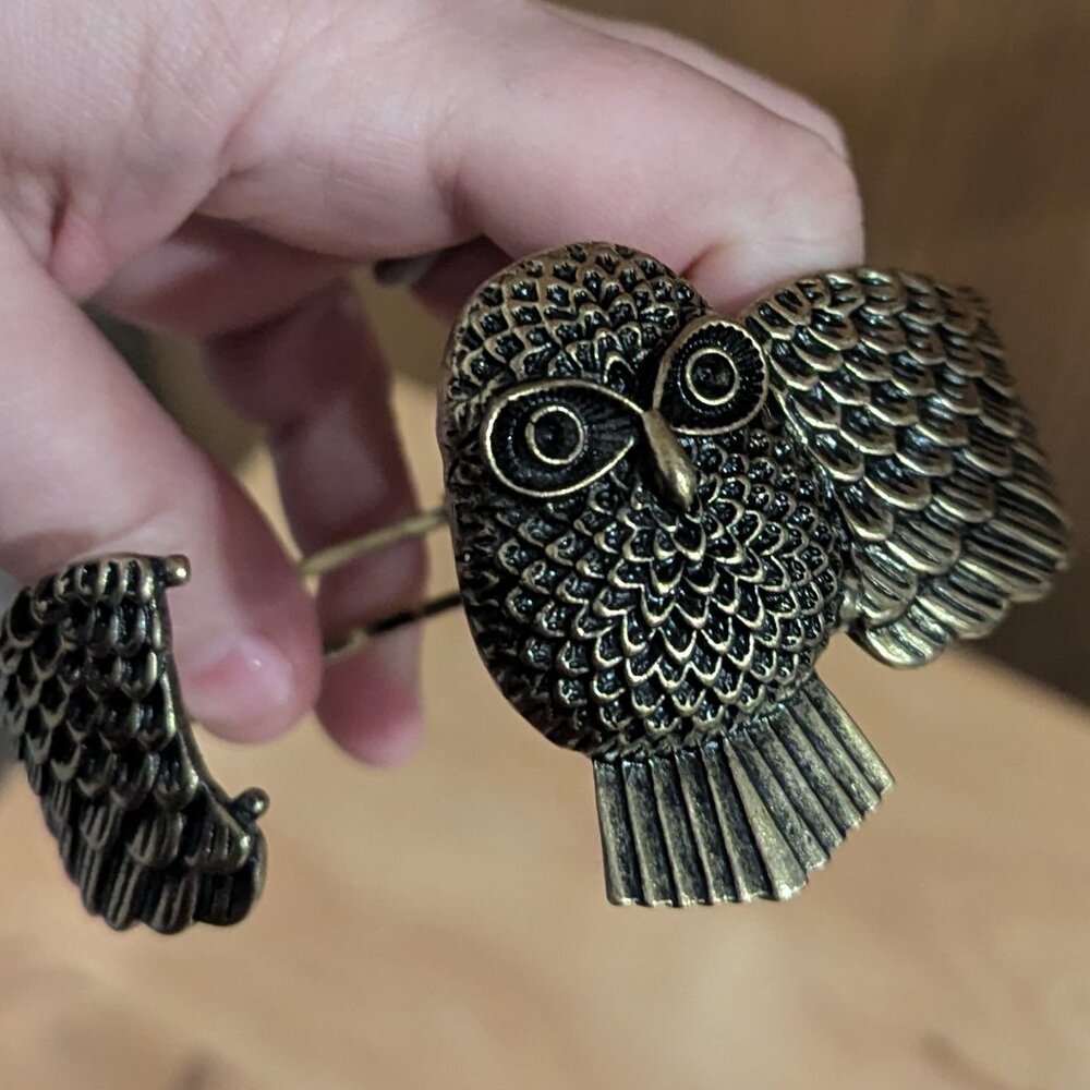 VTG‎ Owl Chunky Hinged Cuff Bracelet - Picture 6 of 6
